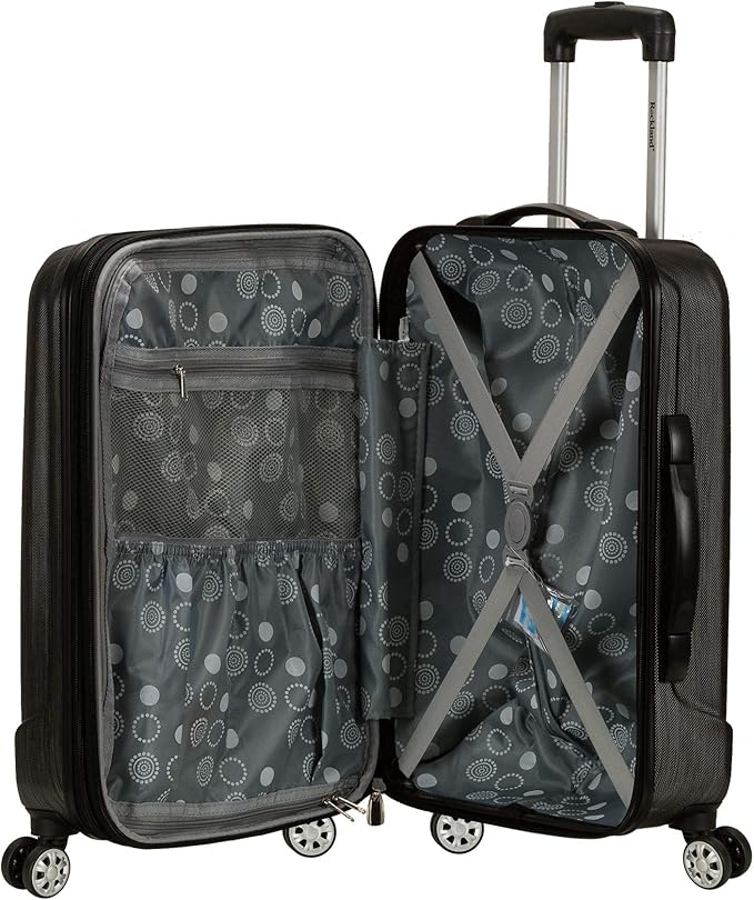 Rockland Melbourne Hardside Expandable Spinner Wheel Luggage, Metallic, Carry-On 20-Inch