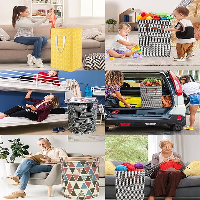 Waterproof Laundry Hamper Collapsible Laundry Basket Extended Cotton Handle Laundry Bag Large Clothes Storage Toy Organization for Bathroom Bedroom Laundryroom College Dorms