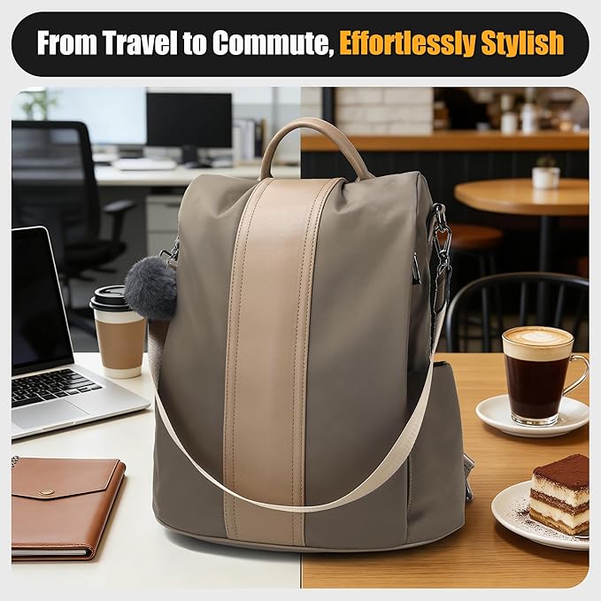 PINCNEL Women Backpack Purse Waterproof Nylon Anti-theft Rucksack Lightweight Shoulder Bag