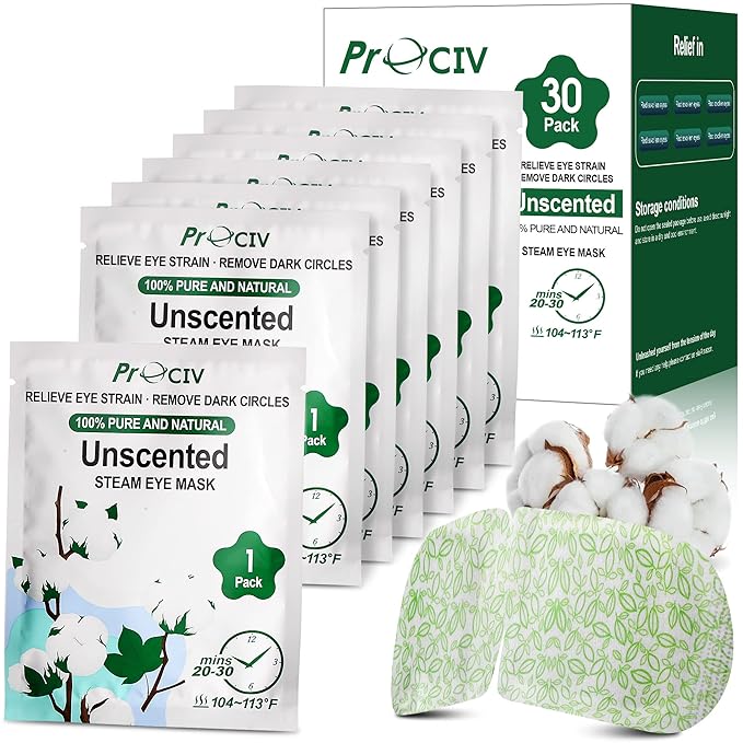 30PCS Steam Eye Masks for Dry Eyes & Fatigue Relief, Self-Heating Eye Mask for Puffiness & Dark Circles, Moist Heat Compress, Travel-Friendly, No Microwave Needed, Spa Relaxation for Women, Unscented