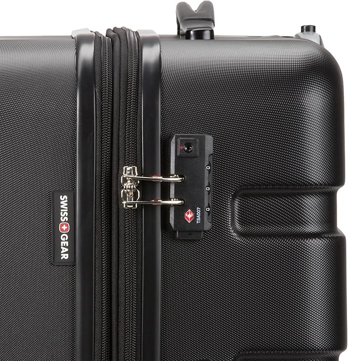 SwissGear 7366 Signature Hardside Expandable Luggage with Spinner Wheels, TSA Lock, Black, Checked-Medium 23-Inch