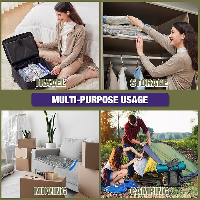 Travel Vacuum Bags with Electric Pump, Vacuum Travel Bags for Luggage and Suitcase, Clothes Clothing (6S 6XS)