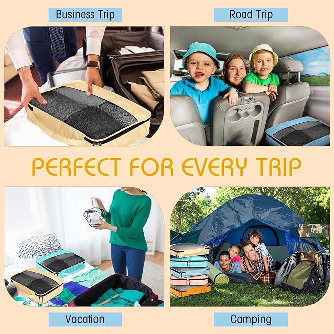 5 Pcs Packing Cubes for Suitcase Large Travel Cubes Carry on Luggage Organizer Bags for Clothes Accessories (L,Pastel)