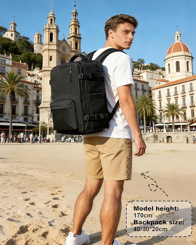 VGCUB Travel Backpack for Women Men for Spirit Airlines Personal Item Bag 18x14x8 Inches Laptop College Waterproof Carry on Flight Approved Work Backpack Mochila de Viaje,Black