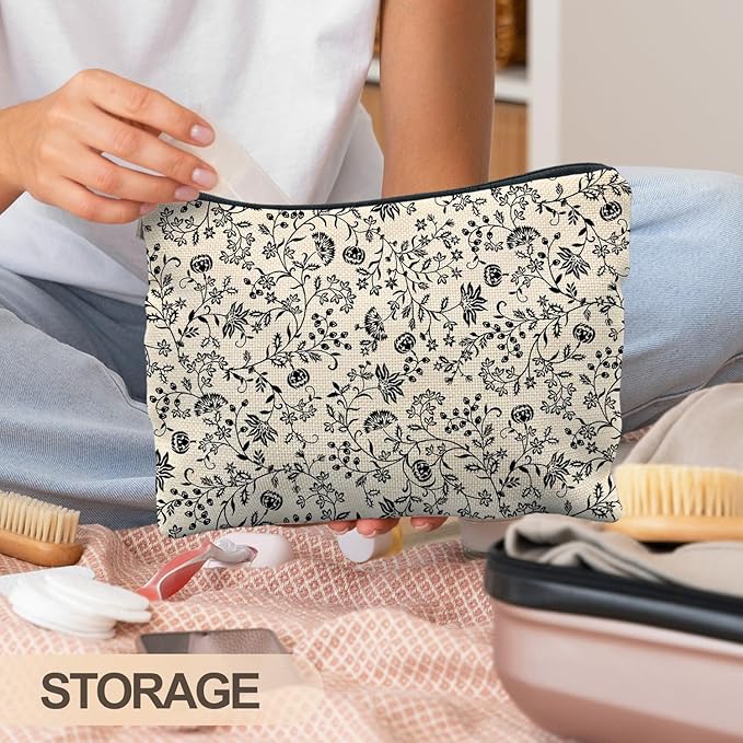 Vintage Halloween Makeup Bag, Halloween Gifts for Women Her Girlfriend, Halloween Pumpkins with the Wine Cosmetic Bags Toiletry Bag for Women, Horror Makeup Bag