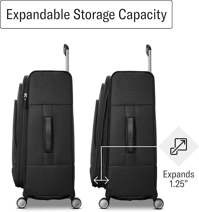 Samsonite UpLIFT Lightweight Large Checked Softside Luggage with Spinner Wheels - Expandable - Airline-Approved, Polyester Soft Suitcase for Ultra Light Travel - Black