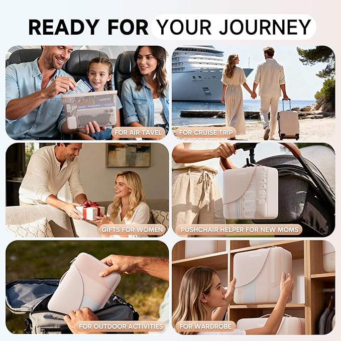 11 Set Packing Cubes for Travel, Gifts for Women Mom Kids, TSA Approved Bags for Makeup, Cosmetic, Toiletry, Suitcase Organizers for Checked Luggage, Cruise Essentials,Airplane Accessories, Beige