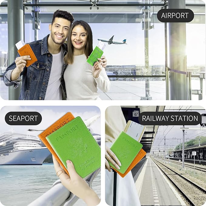 VIDIVICI 2Pack Passport Wallet, Travel Gifts, Travel Accessories - Yellow&Green