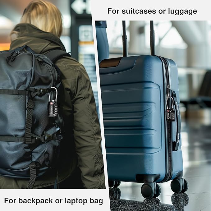 Puroma 2 Pack TSA Approved Luggage Locks, 4 Digit Combination Travel Cable Locks Resettable Code Lock with Zinc Alloy Body for Suitcase, Toolbox, Backpack, Bag, Gym Locker (Black)