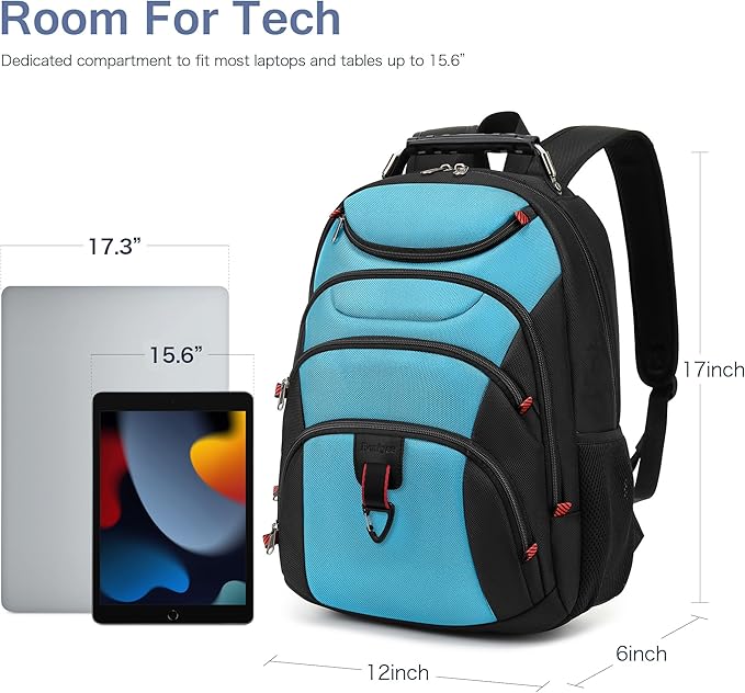 Boavan Laptop Backpack for men, 15.6 inch Laptop Bag with USB Port, Waterproof Travel Work Backpack Purse, Anti-Theft Teacher Nurse Doctor Casual Bookbags Office Business backpack,Sky Blue/Black