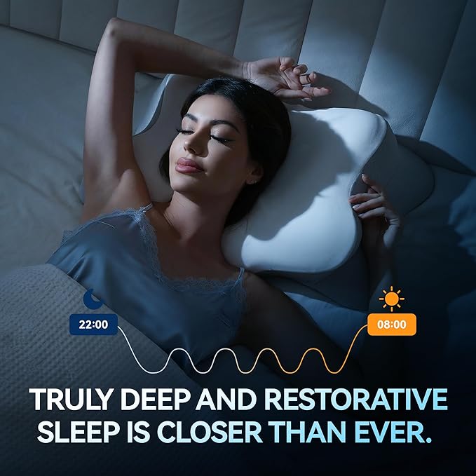 Cervical Neck Pillow for Neck Pain, Ergonomic Memory Foam for Side & Back Sleepers