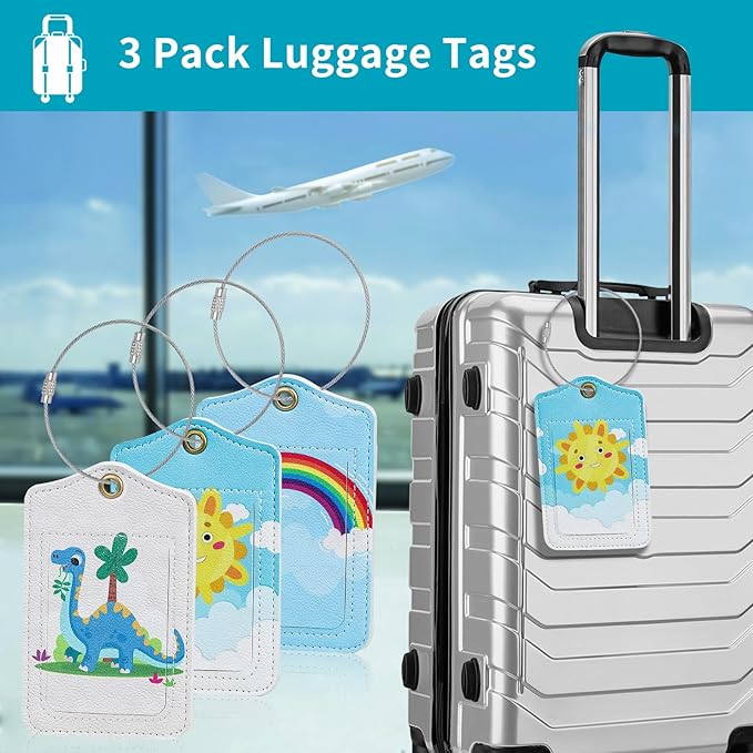 Fishent Luggage Tag, 3 Pack Travel Cruise Luggage Tags for Suitcases, Cute Suitcase Tags Identifiers Bag Tags with Privacy Flap, Baggage Name Tag for Women Men Luggage Backpack Handbag School Bag