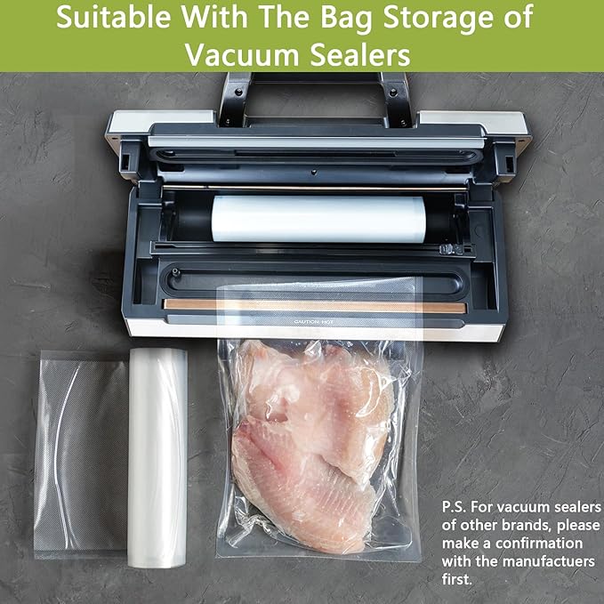 Potane 8 Pack 8"x20'(8Rolls) Thickened Vacuum Sealer Bags For Food, Textures on Both Sides, Smell-Proof, Heavy Duty for POTANE, Food Saver, Weston, Sous Vide