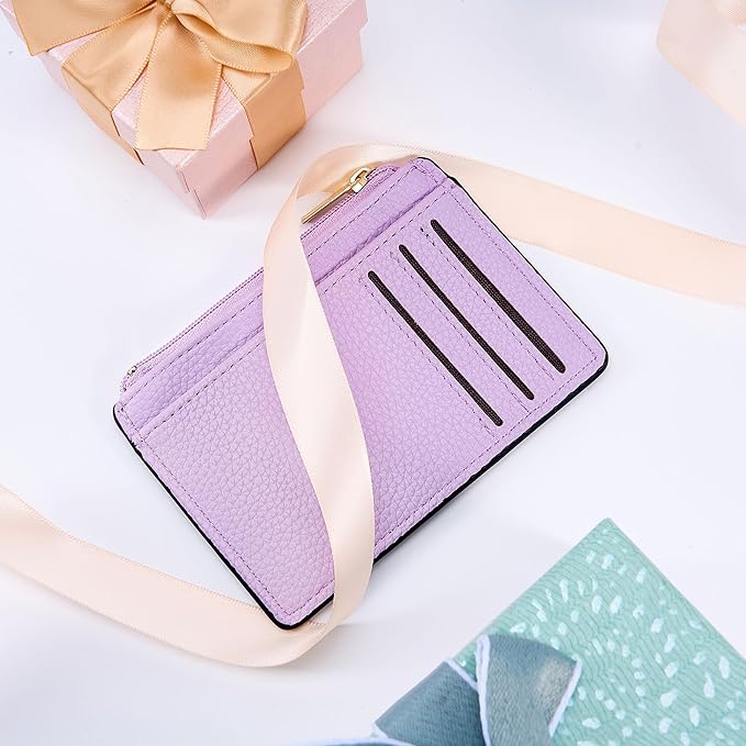 Tipmile Credit Card Holder for Women Slim Minimalist Front Pocket RFID Blocking Wallet Small Compact Card Case with ID Window, Lavender Purple