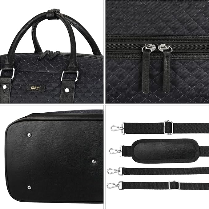Weekender Bag for Women, Large Overnight Bag Canvas Travel Duffel Bag Carry On Tote with Shoe Compartment 21" 3Pcs Set