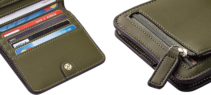 Toughergun Women’s Small Slim Leather Wallet with RFID Protection, Compact Bifold Mini Purse with Clear ID Window