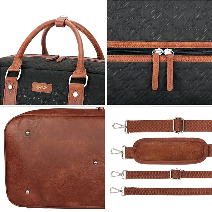 Weekender Bag for Women, Large Overnight Bag Canvas Travel Duffel Bag Carry On Tote with Shoe Compartment 21" 3Pcs Set