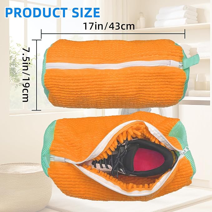 Shoe Washing Machine Bag Laundry Shoe Bag for Washer and Dryer Reusable 2pc Shoe Cleaning Bags for Sneakers 360° Deep Cleaning Machine for All Shoes Types With Self-locking Zipper