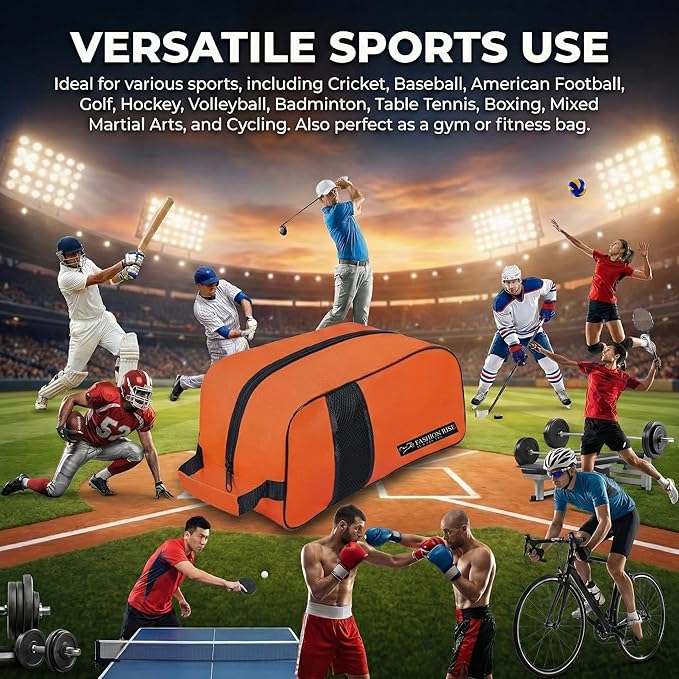 Waterproof Sports Boot/Shoe/Travel Bag for Football Cricket Rugby Golf Toiletry Gym for Boy/Girl Men/Women (Orange)