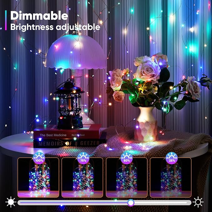 Ariceleo 4 Pack 32.8 Ft. Battery Operated Outdoor String Lights with Remote & Timer, LED Multi Color Fairy Lights, Waterproof Twinkle Lights for Bedroom, Dorm, Mason Jar, Wedding, Party, Christmas