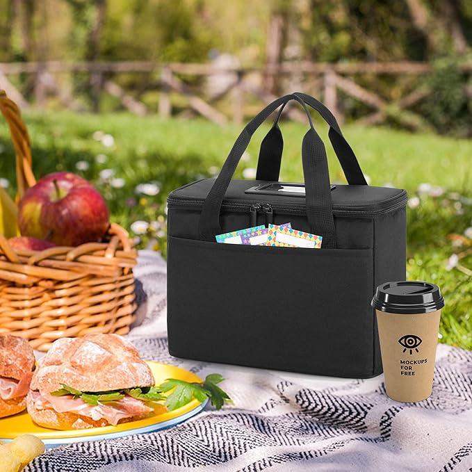 Trunab Reusable 3 Cups Drink Carrier for Delivery with Adjustable Dividers, Insulated Drink Caddy Holder Bag for Take Out, Beverages Carrier Tote with Handle for Outdoors, Patented Design, Black