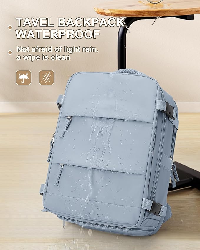 coowoz Travel Backpack Carry On for Women Man Gym Backpack with Laptop Compartment Mochila de Viaje Teacher Personal Item Backpacks Rucksack Airplane Accessories Must Haves Grey Blue Small