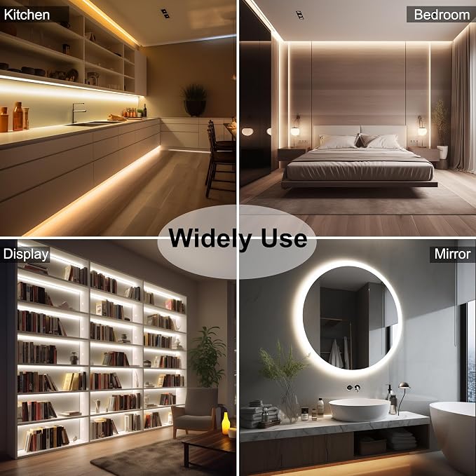 CCT COB LED Strip Lights, 32.8ft Dimmable 2700K-6500K 24V Tunable White LED Light Strip Kit, High Density CRI 90+ LED Strips with Remote Controller and Power Supply, for Bedroom Kitchen Home Lighting