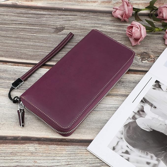 Lavemi Small Compact Women Wallet RFID Blocking Genuine Leather Bifold Purse with ID Windows