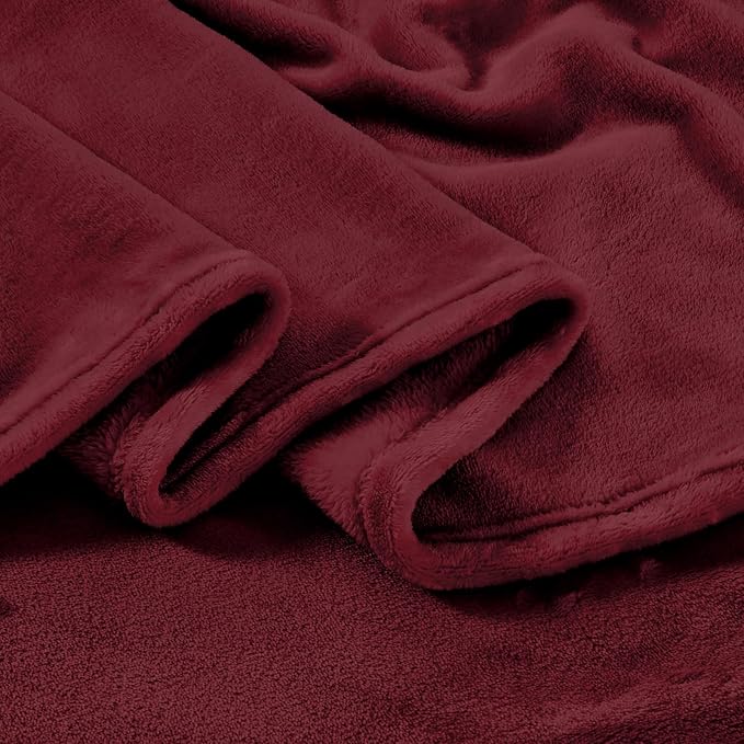 Big Oversized Extra Large Blanket, Huge Fleece 10'x10' Blanket, California King Warm Companion for Whole Family, Bed, Sofa, Couch, Travel, Camping 120x120 Wine