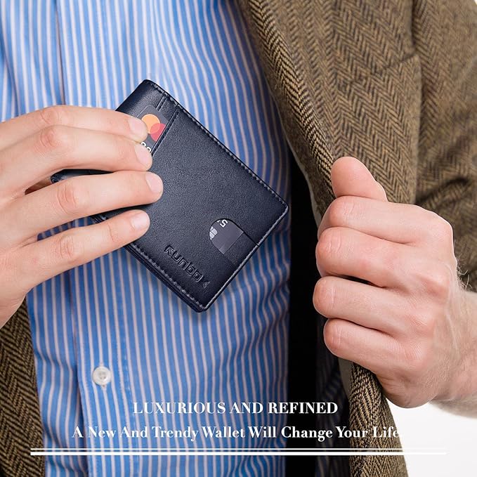 RUNBOX Wallet for Men Slim Rfid Leather 2 ID Window With Gift Box | Slim, Rfid, 2 ID Window, With Gift Box, Slim, Rfid