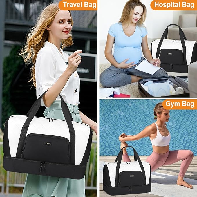 Travel Weekender Bag for Women, 21" Overnight Bag with Shoe Compartment 50L Large Travel Duffel Bag Carry On Tote for Weekend, Overnight, Business Trips, Water Resistant