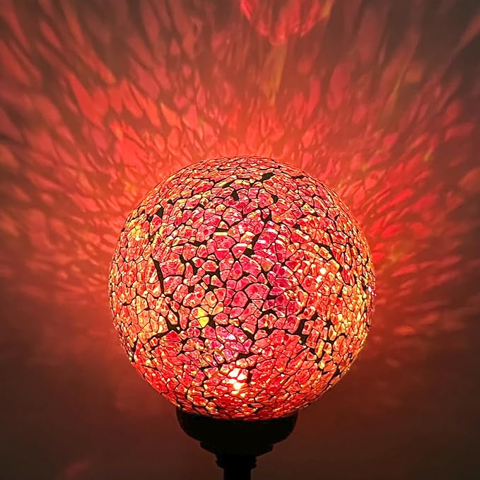 VCUTEKA Decorative Solar Garden Lights, 3.5" Mosaic Globe Outdoor Stake | Mosaic Glass Globe Design, Solar LED Light, Waterproof Design, Auto On/Off and Metal Stake Design for Lawn and Patio