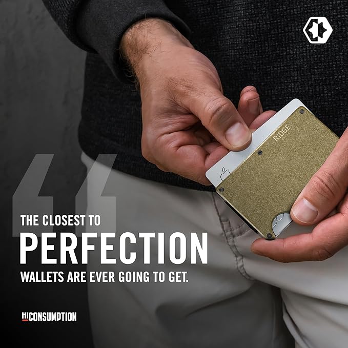 Ridge Wallet for Men - Slim Minimalist Compact Wallet and Card Holder, RFID Protected Front Pocket Wallets for Men with Integrated Cash Strap