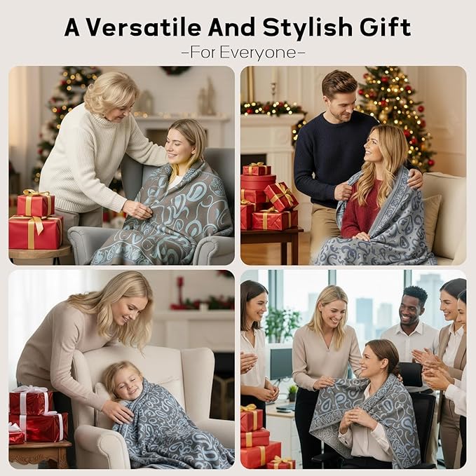 Travel Blanket Airplane - Ultra Soft & Lightweight Knit Design Compact Airplane Blanket,53x72 Inch,Stylish Travel Shawl Wraps for Flights,Office,Home Use,Travel Essentials & Gifts