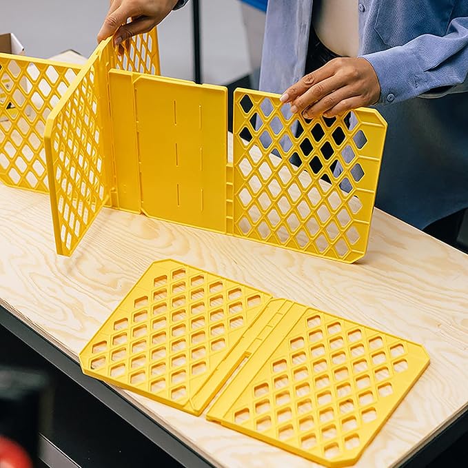 ORGANIZE-IT! 4 Pack 6 Slot Tote Dividers, Durable Plastic Stationery Customizable Organizers for 27 Gallon Storage Containers, Yellow