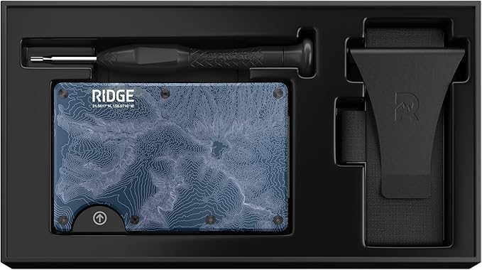 Ridge Wallet for Men - Slim Minimalist Compact Wallet and Card Holder, RFID Protected Front Pocket Wallets for Men with Integrated Cash Strap
