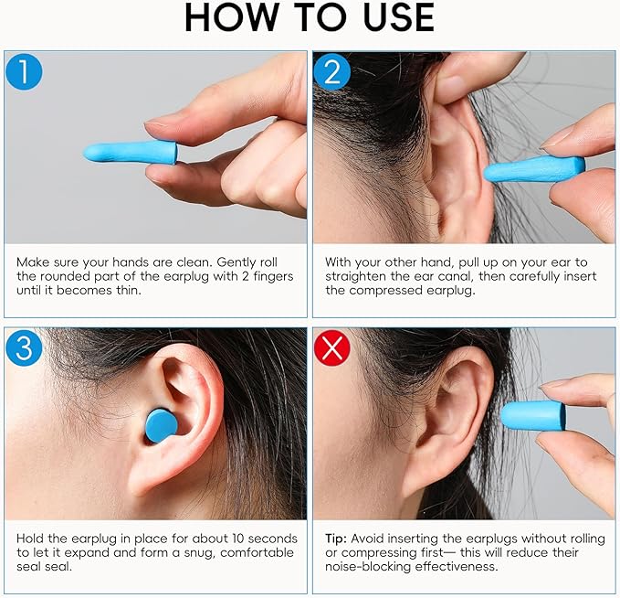 250 Pairs Foam Ear Plugs with 1 Clear Dispenser Holder, NRR 33dB Ear Plugs for Sleeping Noise Cancelling, Soft Earplugs for Noise Reduction Concerts Snoring Shooting Travel Ear Protection