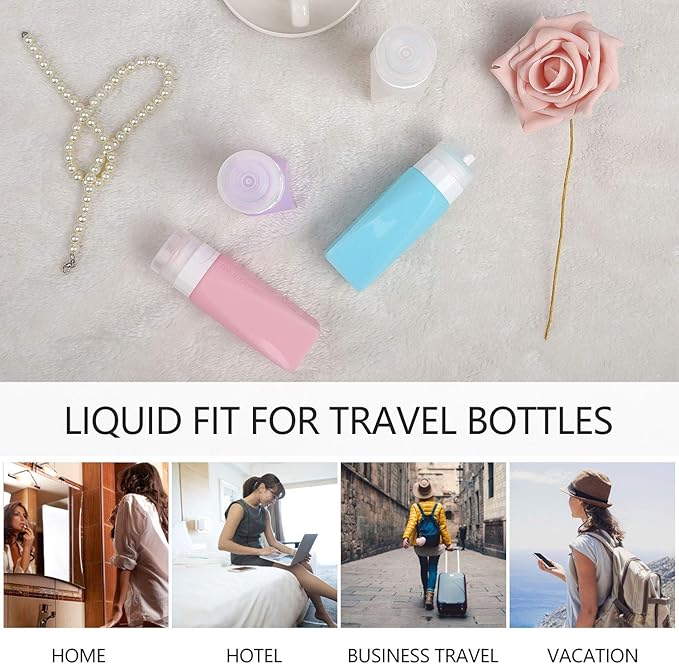 Travel Bottles Leak Proof,3 oz TSA Approved Silicone Squeezable, Refillable Containers Set for Toiletries Shampoo Conditioner Lotion