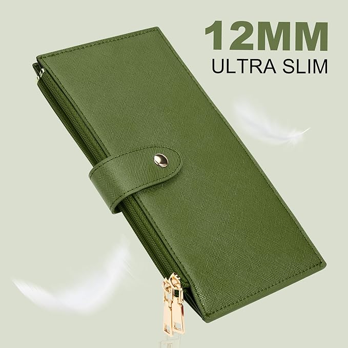 Travelambo RFID Wallet Women Large Size Bifold Multi Card Wallet Case with Zipper Pocke Credit Card Holder for Women
