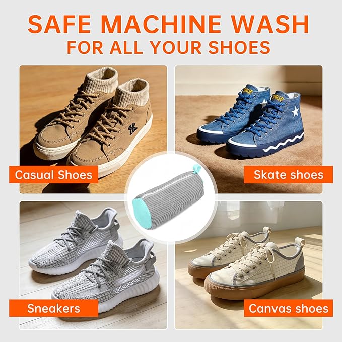 1PCS Shoes Washing Machine Bags, Laundry Shoe Bag for Washer and Dryer, Reusable and Durable Zipper Sneaker Shoe Washing Bag, Tennis Shoes Cleaning Bag for All Shoe Types (Gray)