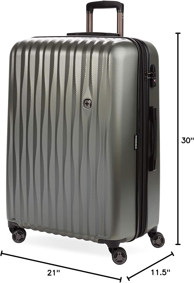 SwissGear 7272 Energie Expandable Hardside Luggage with Spinner Wheels and TSA Lock, Gunmetal, Checked-Large 27-Inch
