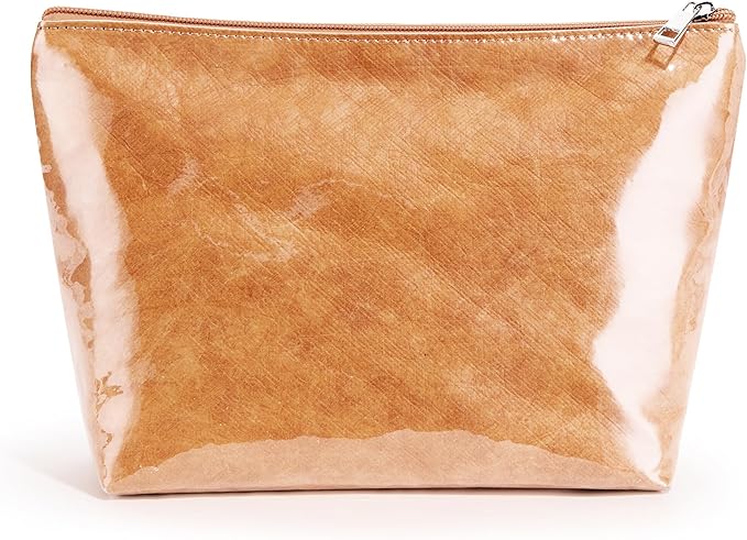 WLLWOO PVC Waterproof Makeup Bag Kraft Paper Cosmetic Bag Travel Toiletry Zipper Pouch Organizer for Women Purse