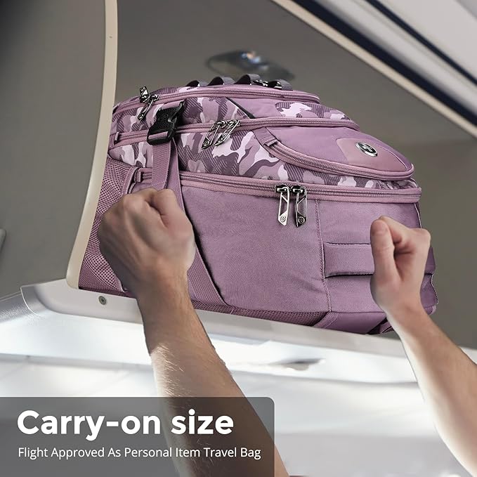 Swissdigital Design Laptop Backpack with USB Charging Port, Travel Backpack Fits 15.6 inches Computer, 31L College School Backpack for Men, Pink Camo | SD803-93