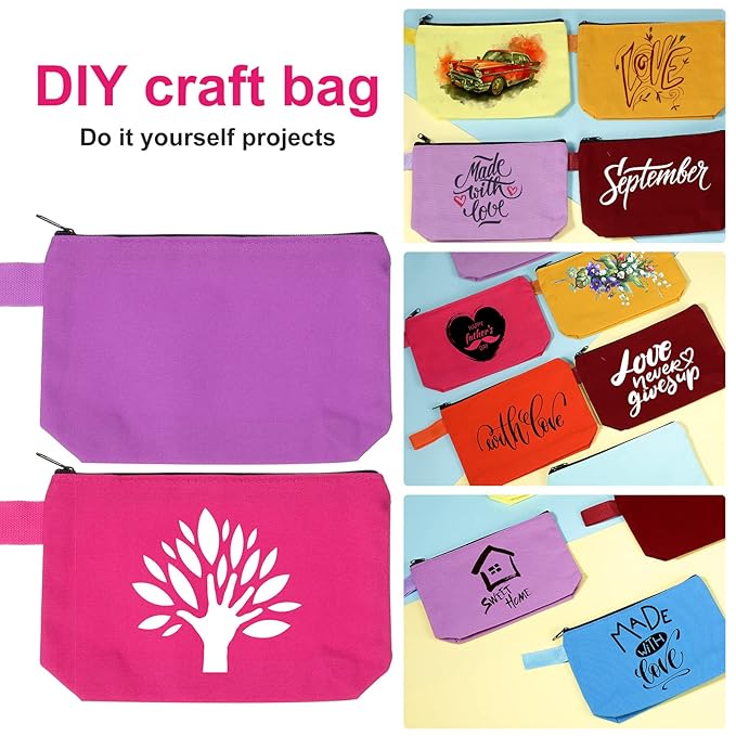 Saintrygo 30 Pcs Canvas Makeup Bags Bulk for Women Cosmetic Bags Small Travel Canvas Zipper Pouch Blank DIY Multipurpose Toiletry Hygiene Pouch for Women Purse Pencil Case(Classic,9.8 x 5 x 2 Inch)