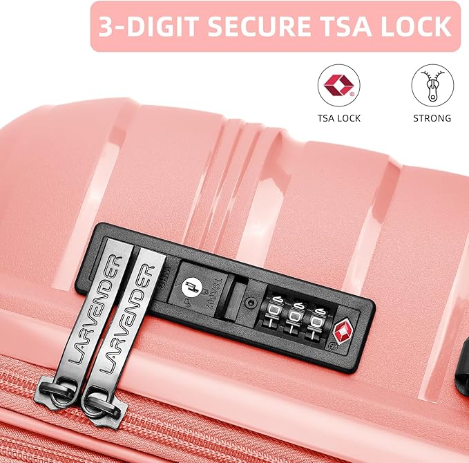 LARVENDER Luggage Sets 2 Piece, Expandable PP 24 Inch Check-in Suitcase with Duffle Bags for Women, Luggage Set Clearance with Spinner Wheels TSA Lock (Peach)