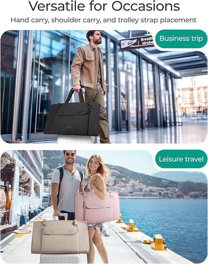 BAGSMART Garment Bags for Travel Foldable Carry on Suit Carrier for Hanging Clothes Stylish Dress Carrier Large Convertible Weekender Garment Bags for Women Men