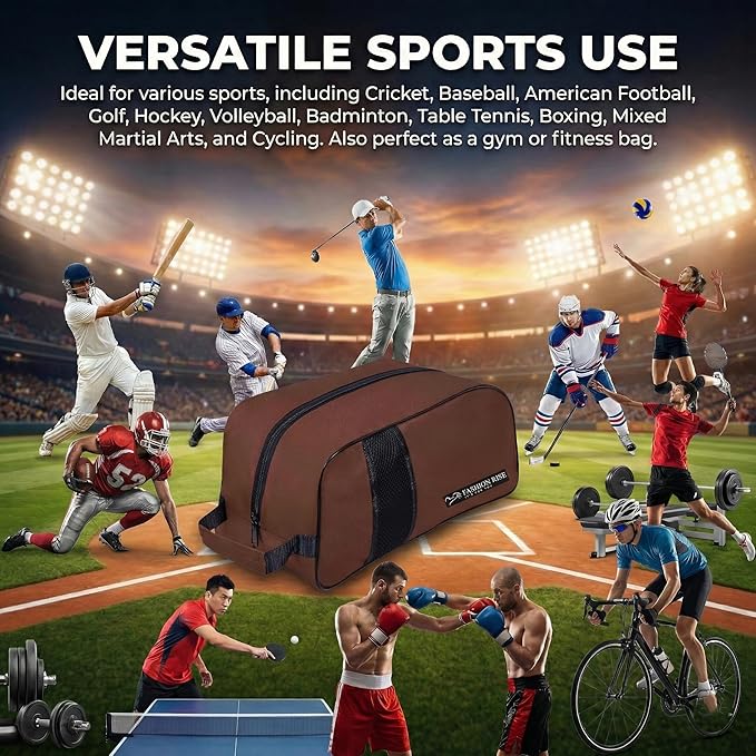 Waterproof Sports Boot/Shoe/Travel Bag for Football Cricket Rugby Golf Toiletry Gym for Boy/Girl Men/Women (Brown)