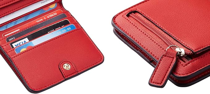 Toughergun Women’s Small Slim Leather Wallet with RFID Protection, Compact Bifold Mini Purse with Clear ID Window