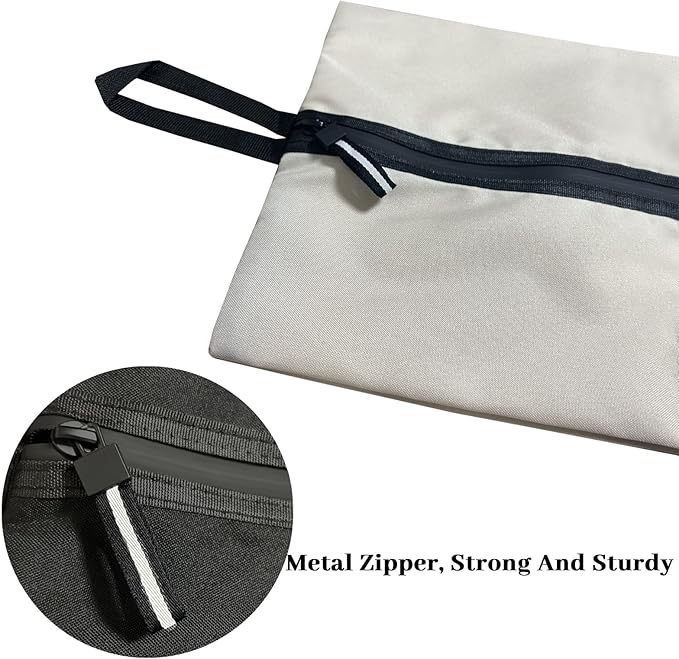 Smell Proof Shoe Bag for Travel Water-Resistant Lightweight Dustproof Golf Soccer Shoe Storage Organizer Pouch with Zipper for Gym Sports Travel Work Men and Women(Off White, 1-Pack)