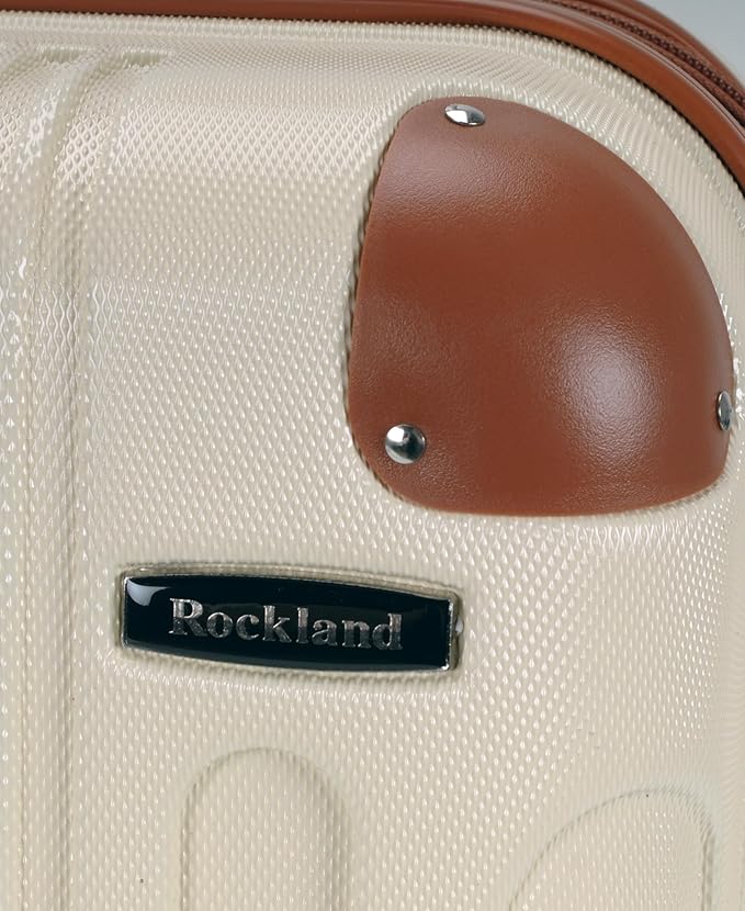 Rockland London Hardside Spinner Wheel Luggage, White, Carry-On 20-Inch